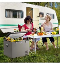 90 QT Portable Car Refrigerator Freezer with Compressor-Gray - Color: Gray - Size: L