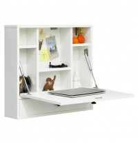 Wall-Mount Floating Desk Foldable Space Saving Laptop Workstation White - Color: White