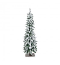 4 Feet Pre-Lit Artificial Christmas Tree Snow-Flocked Slim Pencil Xmas Decor - Color: White - Size: 4 ft