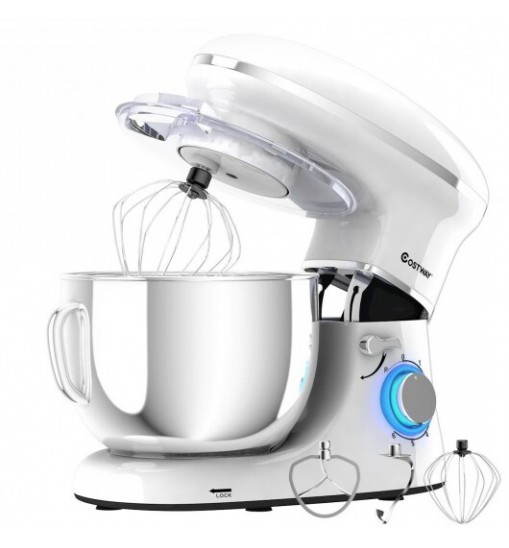 6.3 Quart Tilt-Head Food Stand Mixer 6 Speed 660W-White - Color: White