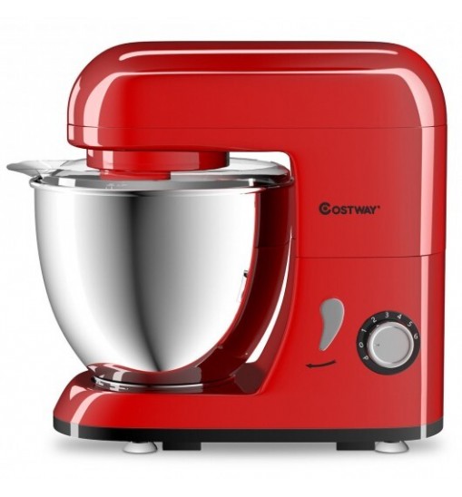 4.3 Qt 550 W Tilt-Head Stainless Steel Bowl Electric Food Stand Mixer-Red - Color: Red