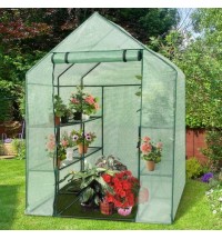 8 shelves Mini Walk In Greenhouse Outdoor Gardening Plant Green House - Color: Green