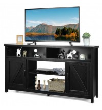 59 Inch TV Stand Media Center Console Cabinet with Barn Door for TV's 65 Inch-Black - Color: Black - Size: 59 inches