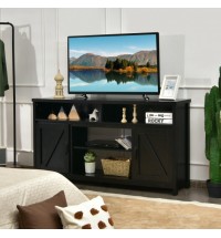 59 Inch TV Stand Media Center Console Cabinet with Barn Door for TV's 65 Inch-Black - Color: Black - Size: 59 inches