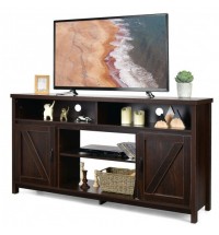 59 Inch TV Stand Media Center Console Cabinet with Barn Door for TV's 65 Inch-Brown - Color: Brown - Size: 59 inches