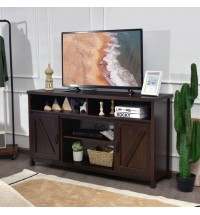 59 Inch TV Stand Media Center Console Cabinet with Barn Door for TV's 65 Inch-Brown - Color: Brown - Size: 59 inches