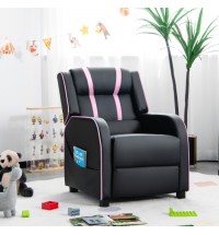 Kids Recliner Chair with Side Pockets and Footrest-Pink - Color: Pink