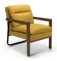Single Sofa Chair with Extra-Thick Padded Backrest and Seat Cushion-Yellow - Color: Yellow