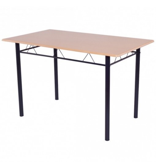 5 Pieces Wood Metal Dining Table Set with 4 Chairs-Natural - Color: Natural