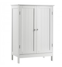 Bathroom Floor Storage Double Door Cupboard Cabinet - Color: White