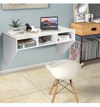 Wall Mounted Floating Computer Table Desk Storage Shelf-White - Color: White