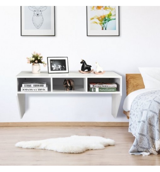 Wall Mounted Floating Computer Table Desk Storage Shelf-White - Color: White