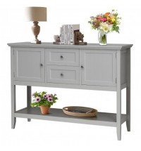 Wooden Sideboard Buffet Console Table  with Drawers and Storage-Gray - Color: Gray