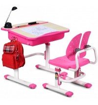Kids Desk and Chair Set Children's Study Table Storage-Pink - Color: Pink