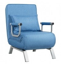 Folding 6 Position Convertible Sleeper Bed Armchair Lounge Couch with Pillow-Blue - Color: Blue