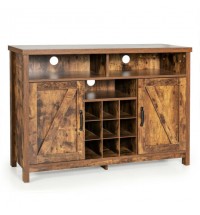 Farmhouse Sideboard with Detachable Wine Rack and Cabinets-Rustic Brown - Color: Rustic Brown