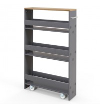 Rolling Kitchen Slim Storage Cart Mobile Shelving Organizer with Handle-Gray - Color: Gray