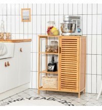 Bamboo Bathroom Storage Cabinet with Single Door-Natural - Color: Natural