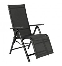 Outdoor Folding Lounge Chair with 7 Adjustable Backrest and Footrest Positions-Gray - Color: Gray