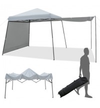 Patio 10x10FT Instant Pop-up Canopy Folding Tent with Sidewalls and Awnings Outdoor-Gray - Color: Gray