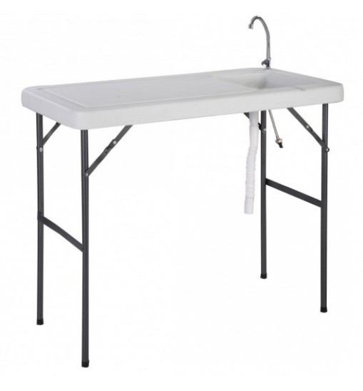 Folding Portable Fish Cleaning Cutting Table - Color: White