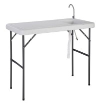 Folding Portable Fish Cleaning Cutting Table - Color: White
