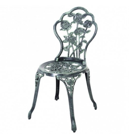 Outdoor Cast Aluminum Patio Furniture Set with Rose Design - Color: Green