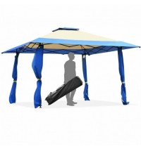 13 Feet x 13 Feet Pop Up Canopy Tent Instant Outdoor Folding Canopy Shelter-Blue - Color: Blue