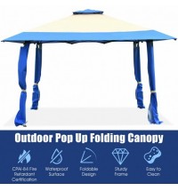 13 Feet x 13 Feet Pop Up Canopy Tent Instant Outdoor Folding Canopy Shelter-Blue - Color: Blue