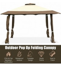 13 Feet x 13 Feet Pop Up Canopy Tent Instant Outdoor Folding Canopy Shelter-Brown - Color: Brown