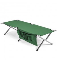 Folding Camping Cot Heavy-duty Camp Bed with Carry Bag-Green - Color: Green
