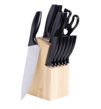 Gibson Helston 14pc Stainless Steel Cutlery Set With Pine Wood Block