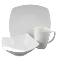 Zen Buffetware 12 Piece Porcelain Square Dinnerware Set in White