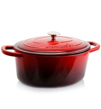 Crock Pot Artisan 7 Quart Oval Enameled Cast Iron Dutch Oven in Scarlet Red