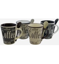 Gibson Bareggio 8 Piece 13 Ounce Coffee Mug with Spoon Set, Service for 4