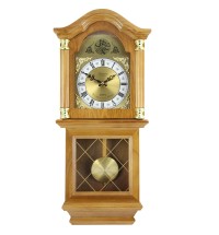 Bedford Clock Collection Classic 26 Inch Wall Clock in Golden Oak Finish