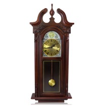 Bedford Clock Collection 38 Inch Grand Antique Chiming Wall Clock with Roman Numerals in a in a Cherry Oak Finish