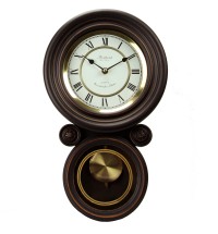 Bedford Clock Collection 16.5 Inch Contemporary Round Wall Clock with Pendulum