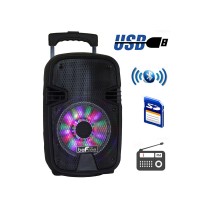 beFree Sound 8 Inch Bluetooth Portable Party Speaker with USB, SD and Reactive Lights