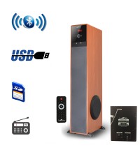 beFree Sound Bluetooth Powered Tower Speaker - Wood