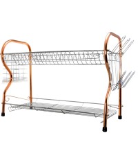 Better Chef 2-Tier 22 in. Chrome Plated Dish Rack in Copper