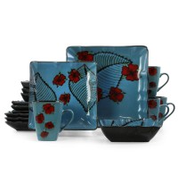 Elama Aloha Tide 16 Piece Luxurious Stoneware Dinnerware with Complete Setting for 4