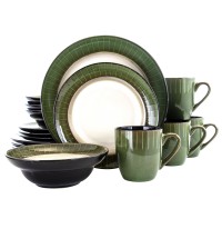 Elama Grand Jade 16 Piece Luxurious Stoneware Dinnerware with Complete Setting for 4, 16pc