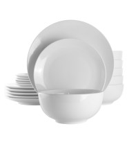 Elama Luna 18 Piece Porcelain Dinnerware Set in White