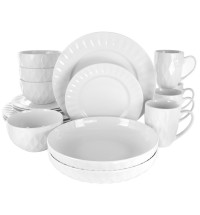 Elama Sienna 18 Piece Porcelain Dinnerware Set in White