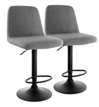 Elama 2 Piece Adjustable Fabric Barstool in Gray with Black Base