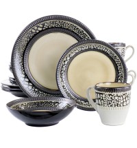 Elama Desert Sand 16 Piece Stoneware Dinnerware Set