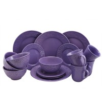 Elama Lilac Fields 16-Piece Dinnerware Set
