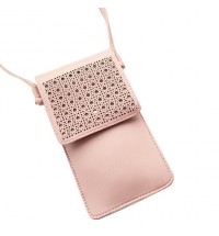 COLORS: PRETTY PINK - Multi Mini Transparent Phone And Credit Card Holder Cross Body Bag