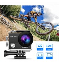 Color: Black - 4K  Waterproof All Digital UHD WiFi Camera + RF Remote And Accessories